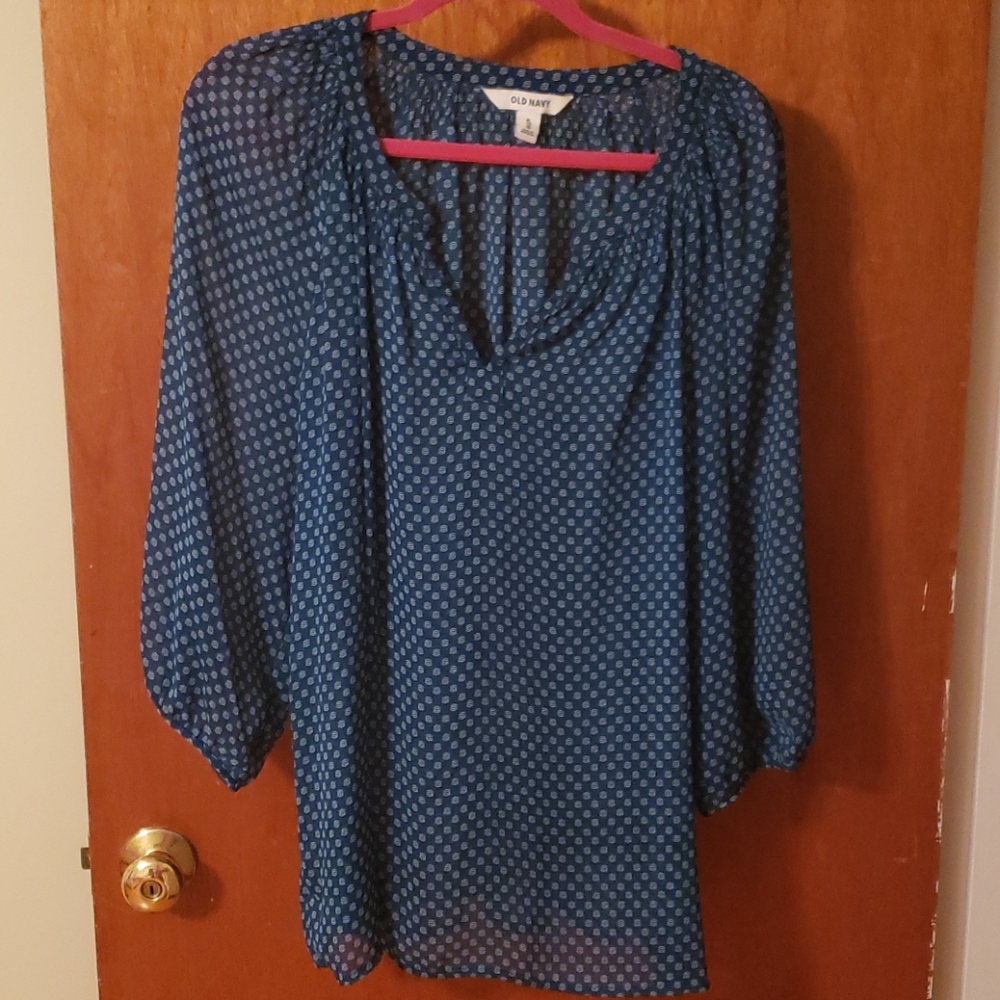 Teal Sheer V-neck Tunic